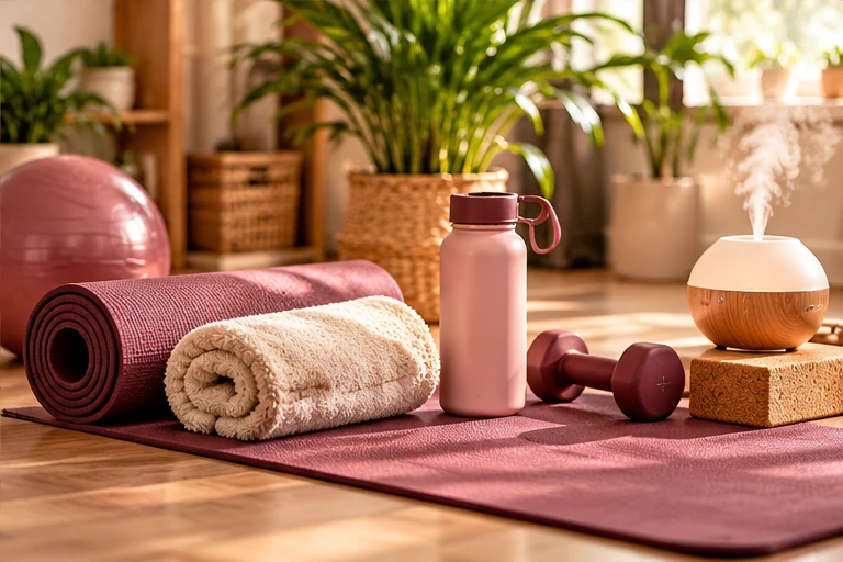 Produtos ligados a saúde e bem-estar em tons claros